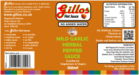 Garlic mild gillos hot sauce