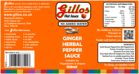 Ginger gillos Hot Sauce